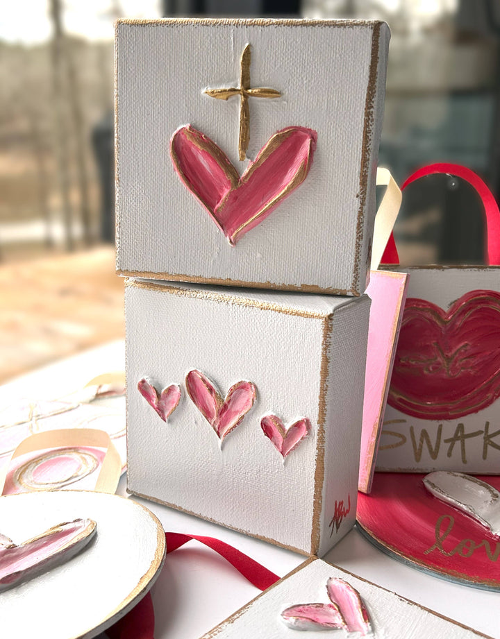 Coddiwomple - Tiny heart trio canvas | valentine easter grace sacred
