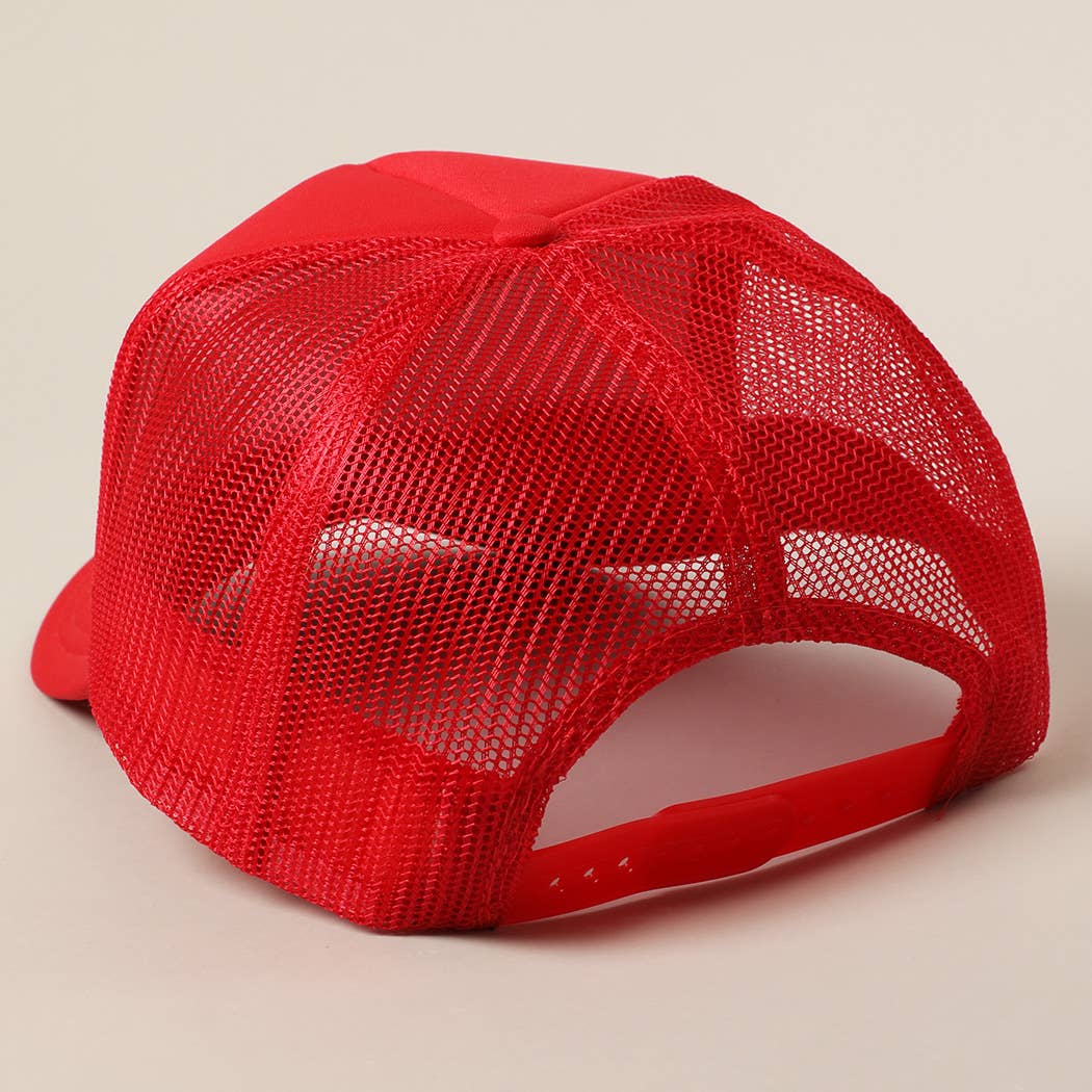 Fashion City - HONEY Text Logo Printed Mesh Back Trucker Hat: Pink / ONE SIZE