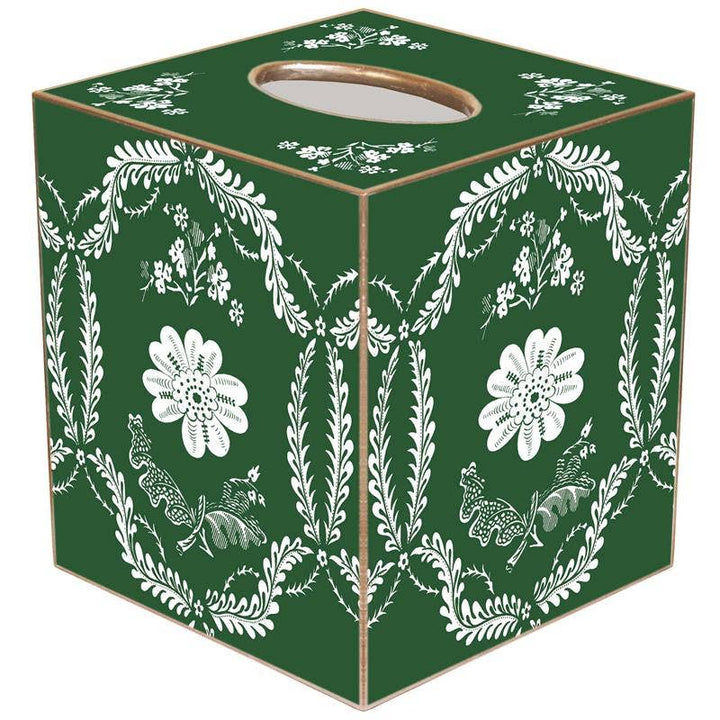 Marye-Kelley - Green Provincial Tissue Box Cover: Paper Mache
