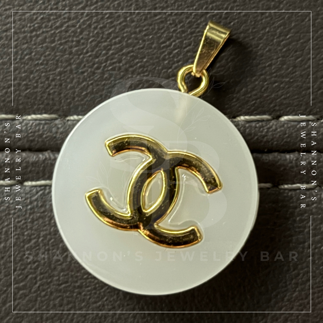 Shannon's Jewelry Bar - CHANEL Charm Zipper Pull Gold CC Grey Round Resin 25mm