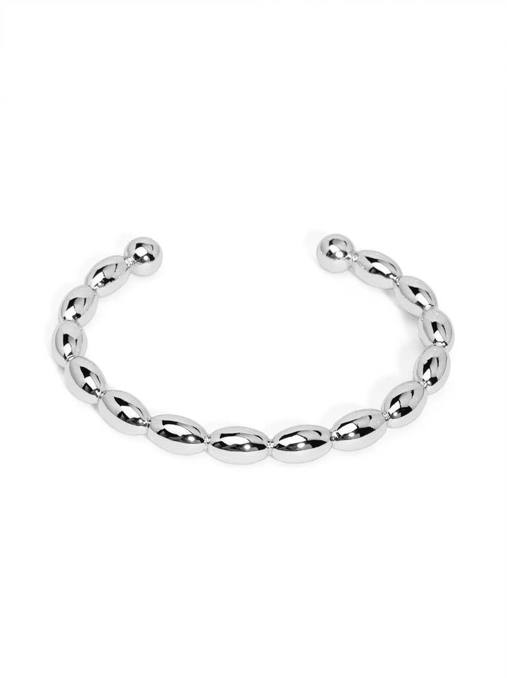 rho - Beaded Cuff Bracelet: Silver