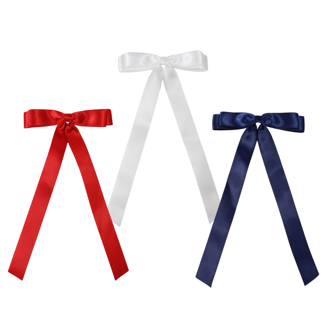 Beyond Creations, LLC - 7/8" SATIN LAYERED TAIL BOW ON ALLIGATOR CLIP: Millennium Blue