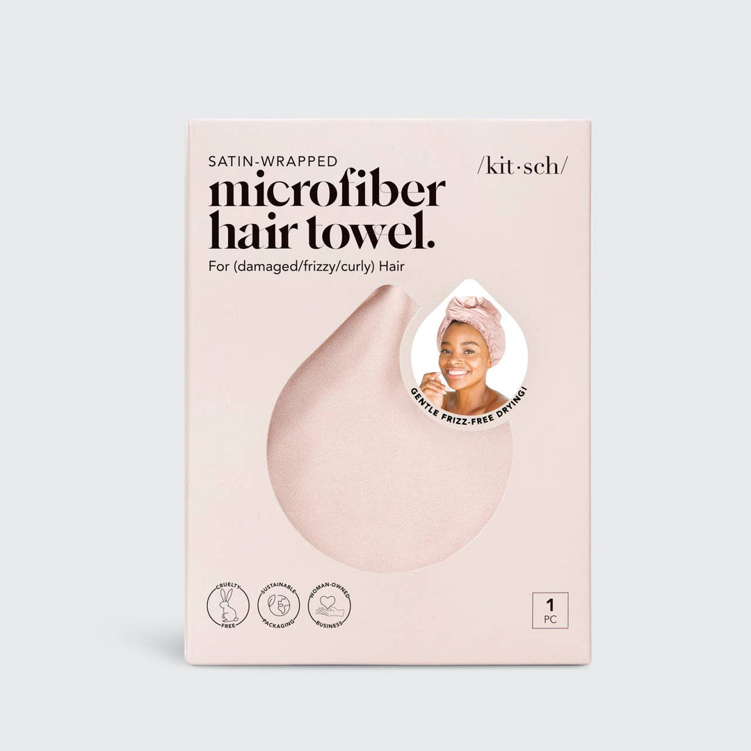 KITSCH - Satin-Wrapped Hair Towel - Blush