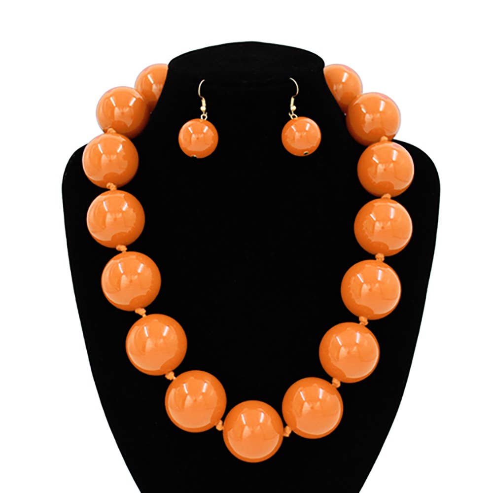 Sensibling Corp. - Chunky Ball Beaded Statement Necklace: Light Blue