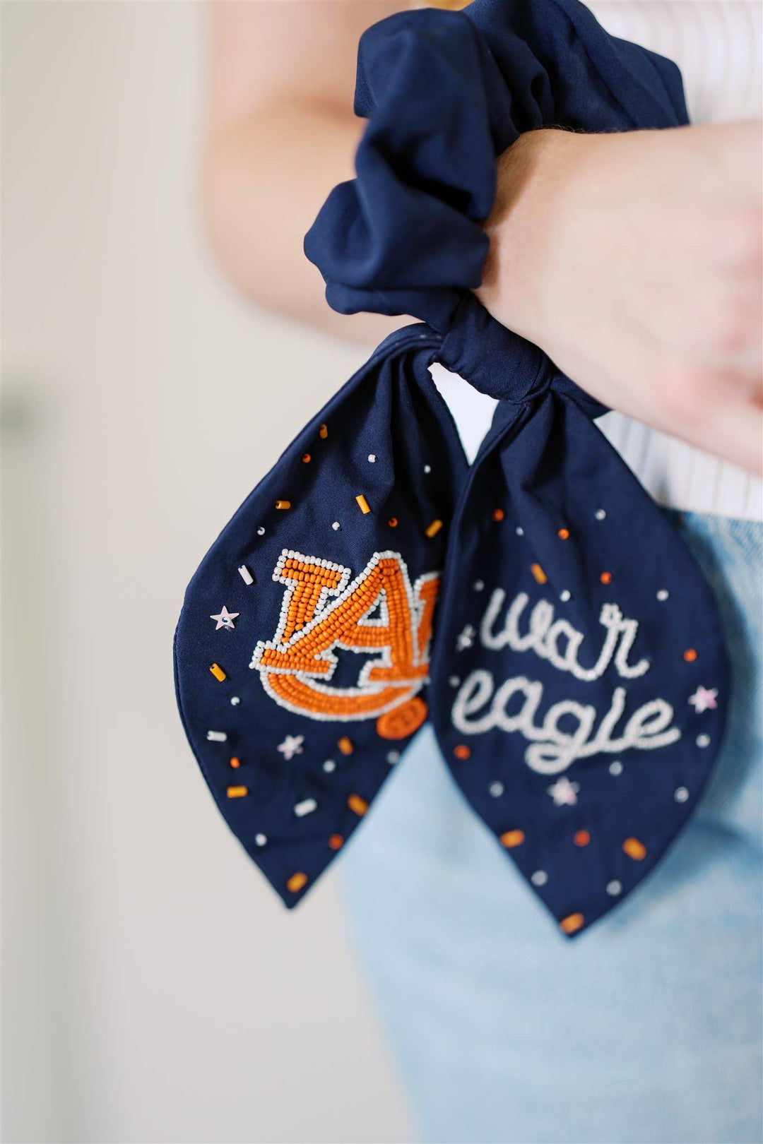 Gracefully Made Art - Auburn University Navy Beaded Scrunchie