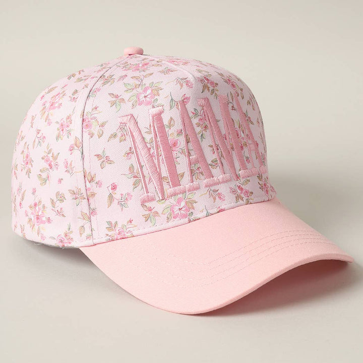 MAMA Embroidered Flower PatternTrucker Hat: PINK/PINK / ONE SIZE