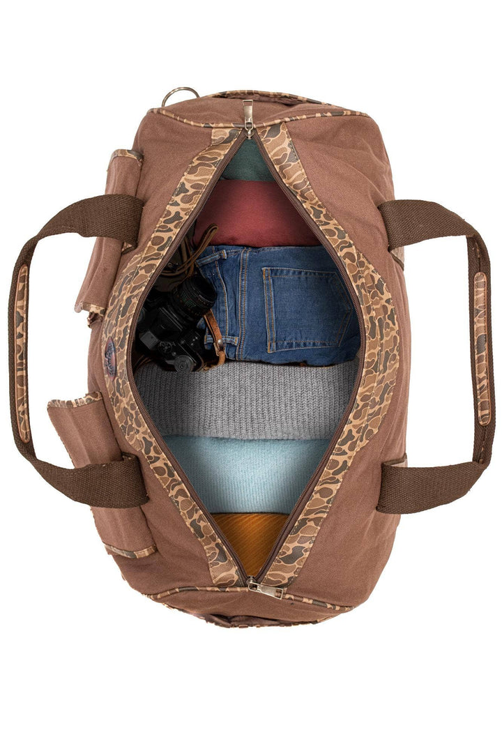 Zep-Pro - Shot Shell Brown Waxed Canvas Old School Camo Weekender Bag.: Brown/Tan