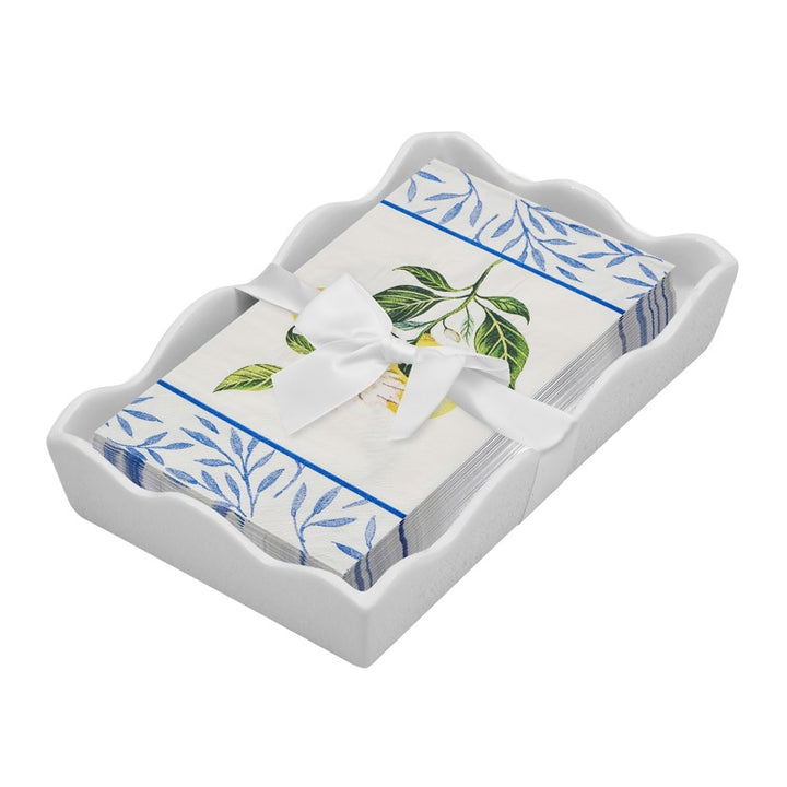 Ceramic Wave Napkin Tray with Guest Towel