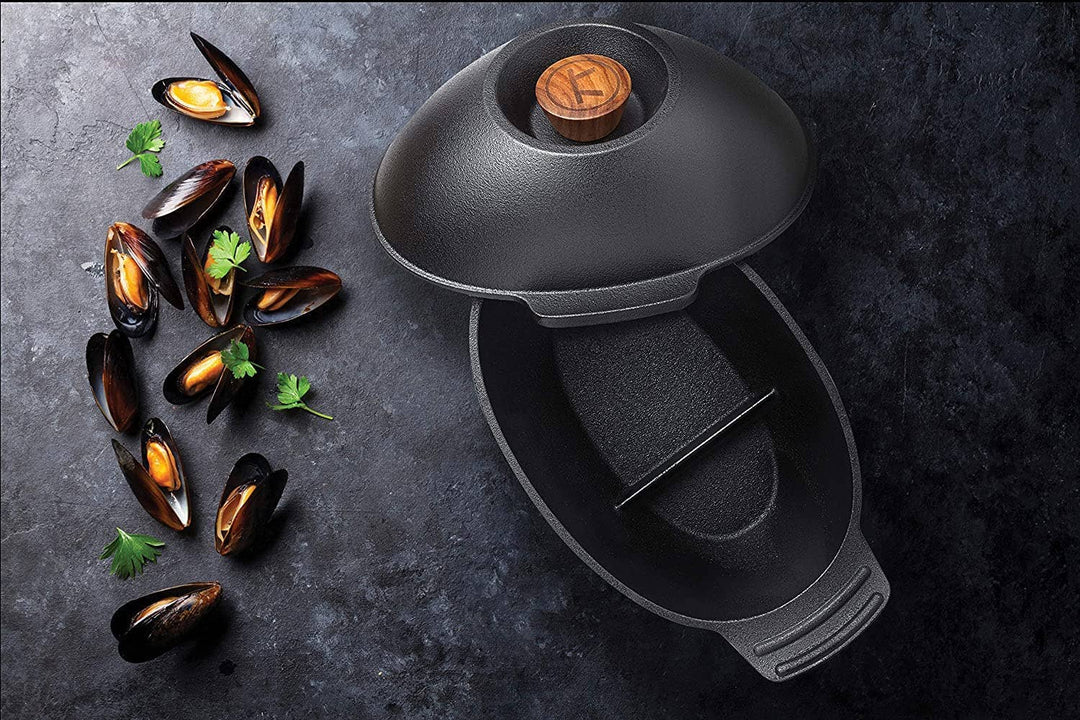 Fox Run Brands - Outset Cast Iron Mussel, Seafood Pot