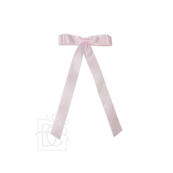Beyond Creations, LLC - 7/8" SATIN LAYERED TAIL BOW ON ALLIGATOR CLIP: Powder Pink