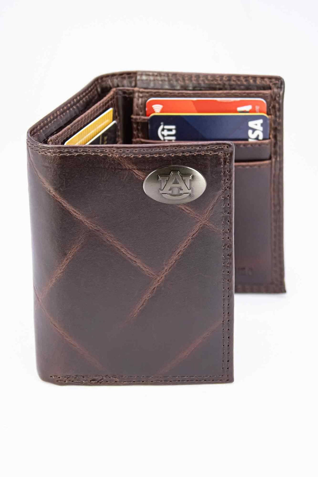 Zep-Pro - Auburn Tigers Men's Collegiate Trifold Leather Wallet.: Crazyhorse Brown