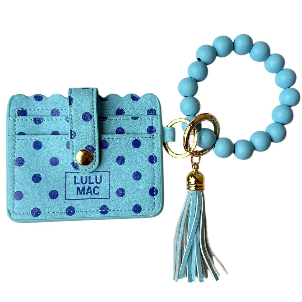Girlie Girl Originals - LM-PD-7311 Beaded Wristlet ID Wallet Blue/Navy Dot