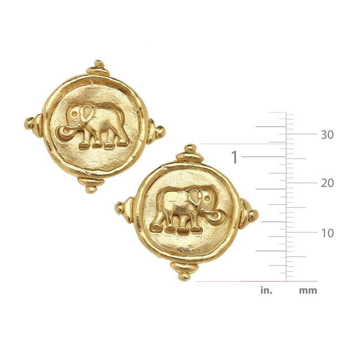 Susan Shaw - Gold Elephant Pierced Earrings