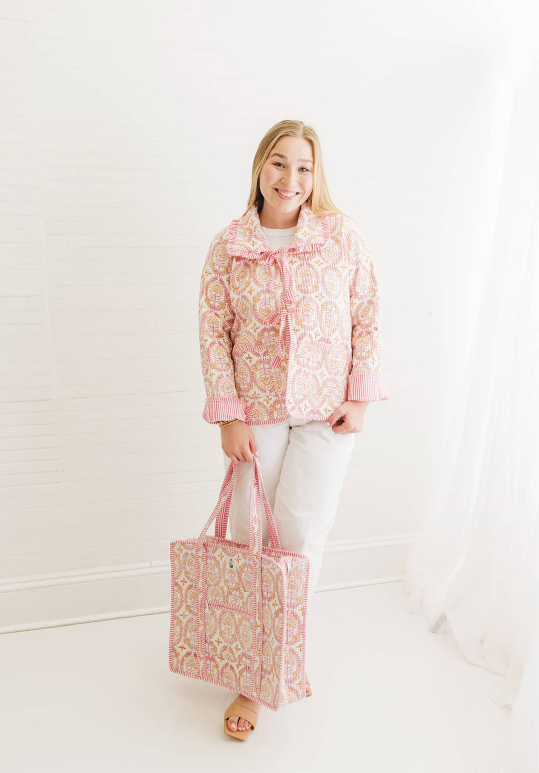 Heart of Grace - Dahlia | Large Quilted Zipper Tote Bag