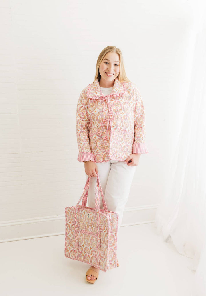 Heart of Grace - Dahlia | Large Quilted Zipper Tote Bag