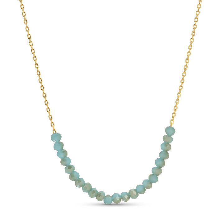 Splendid Iris - Delicate Crystal Accented Necklace: Aqua