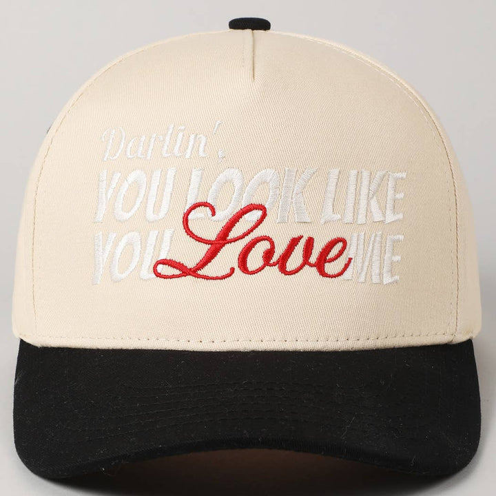 Fashion City - You Look Like You Love Me Embroidery Trucker Hat: Light Pink / ONE SIZE