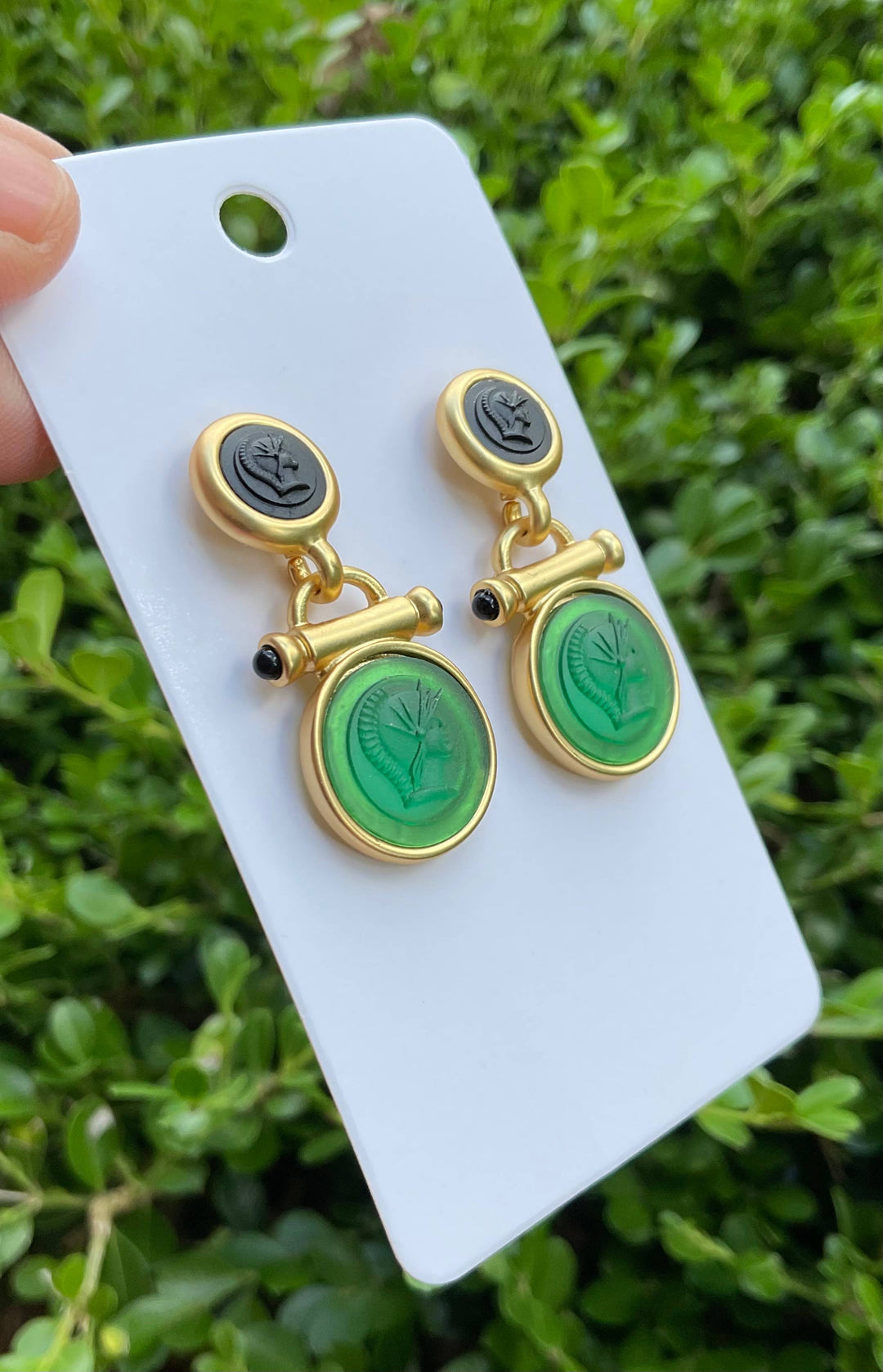 Baubles by Maggi - Vintage style intaglio earrings art deco 