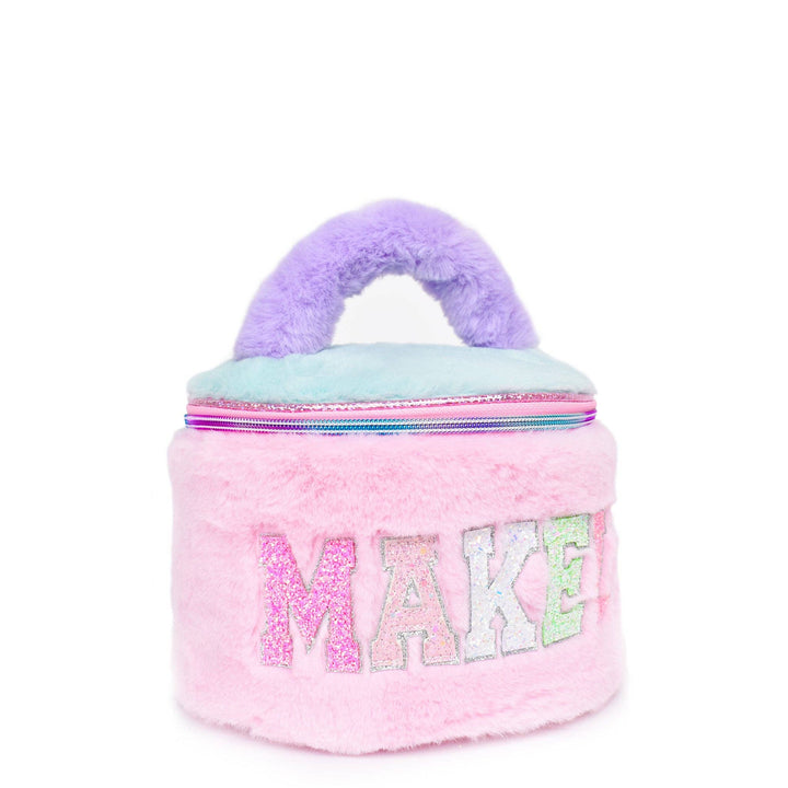 OMG Accessories - 'Makeup' Colorblocked Plush Rounded Glam Bag