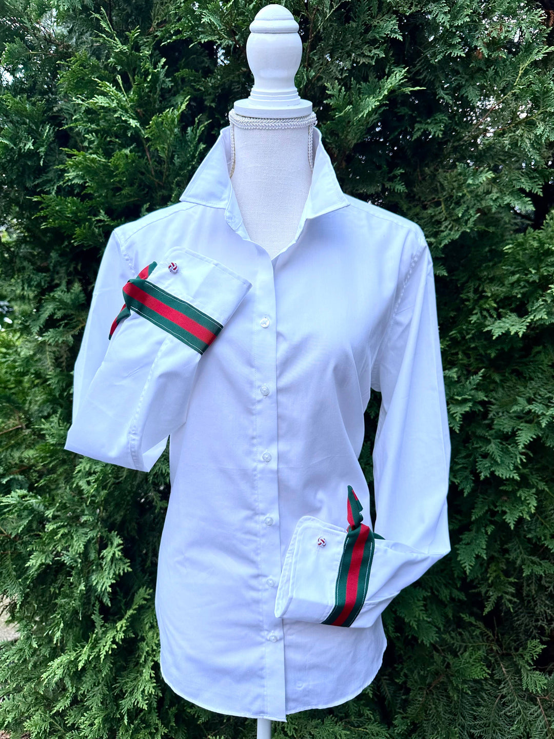 Pearly Vine - Audrey Ribbon FC - White w Green & Red Stripe Ribbon: White w Green & Red Stripe Ribbon / L
