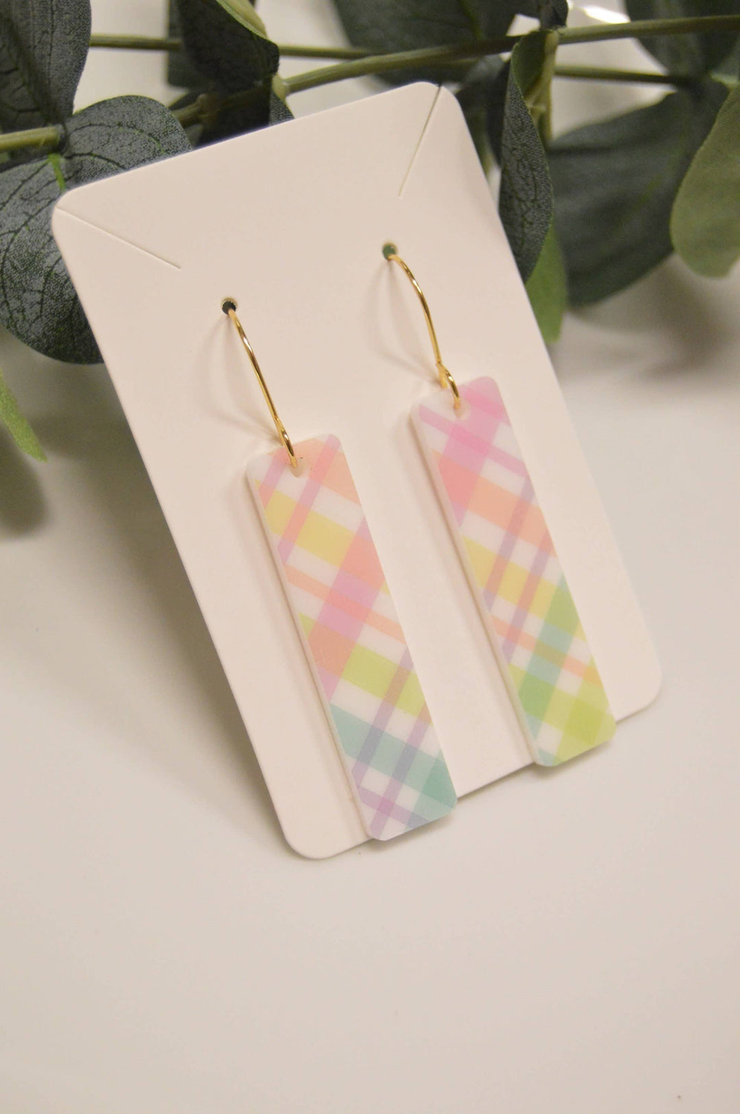 The Adorned Fox - Spring Plaid Bar Earrings, Earrings, Spring Earrings