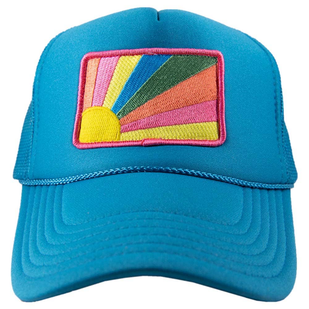 Katydid - Bursting Sunshine Patch Foam Trucker Hat: White