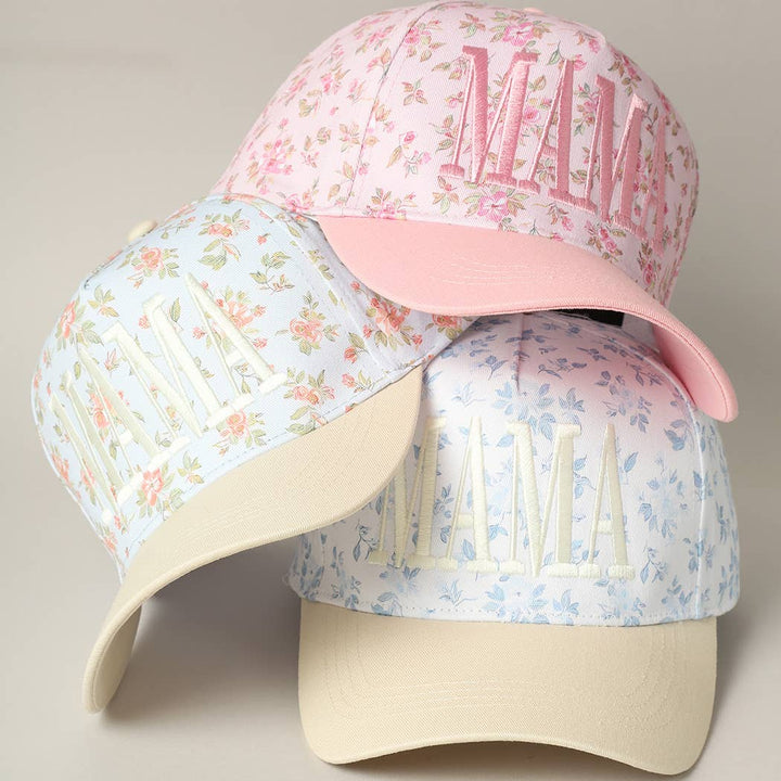 MAMA Embroidered Flower PatternTrucker Hat: PINK/PINK / ONE SIZE