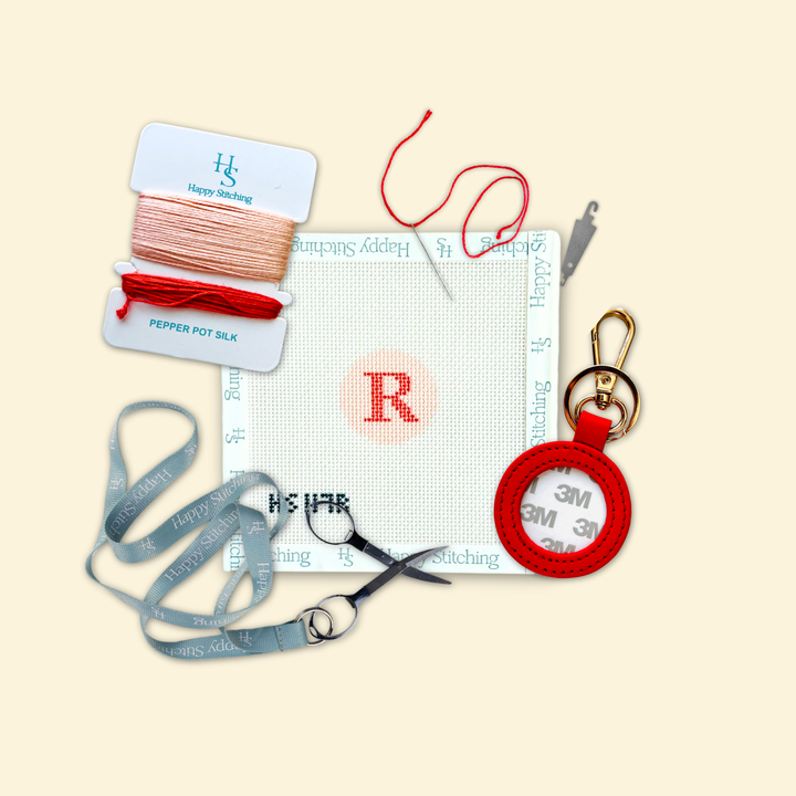 Happy Stitching - Our Initial Thought - Key Fob in Rosy Cheeks: J