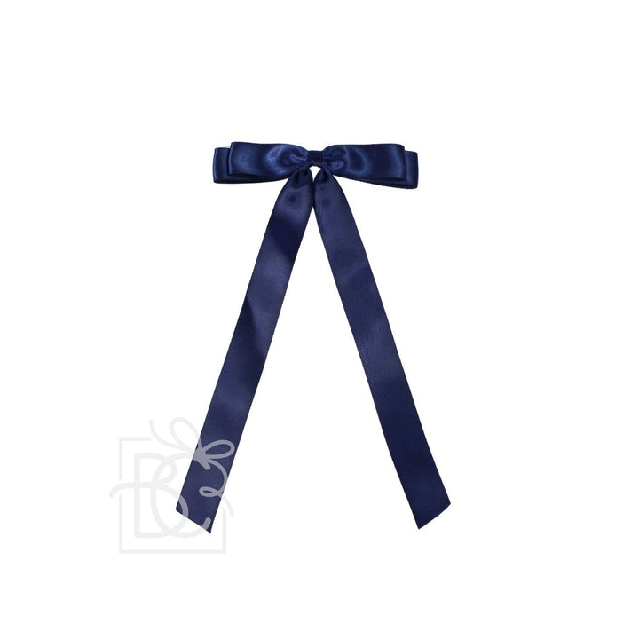 Beyond Creations, LLC - 7/8" SATIN LAYERED TAIL BOW ON ALLIGATOR CLIP: Millennium Blue