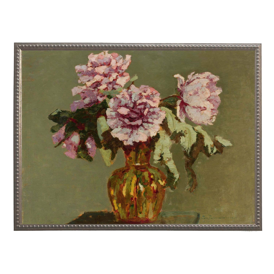 Antique Curiosities Inc - Oil painting of flower Y: Beaded Gold Frame 6864 Bg / 10" X 8"