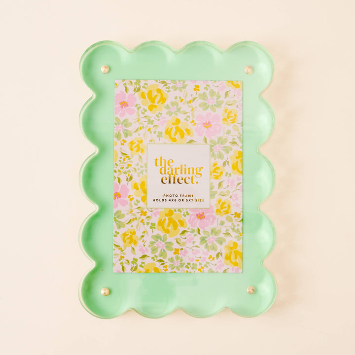 The Darling Effect - Rectangle Scalloped Acrylic Frame-Green