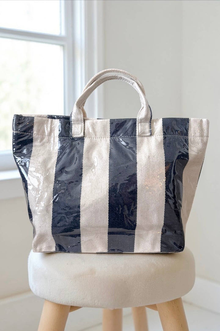 Nash Grey - Navy and Beige Striped TOTE BAG