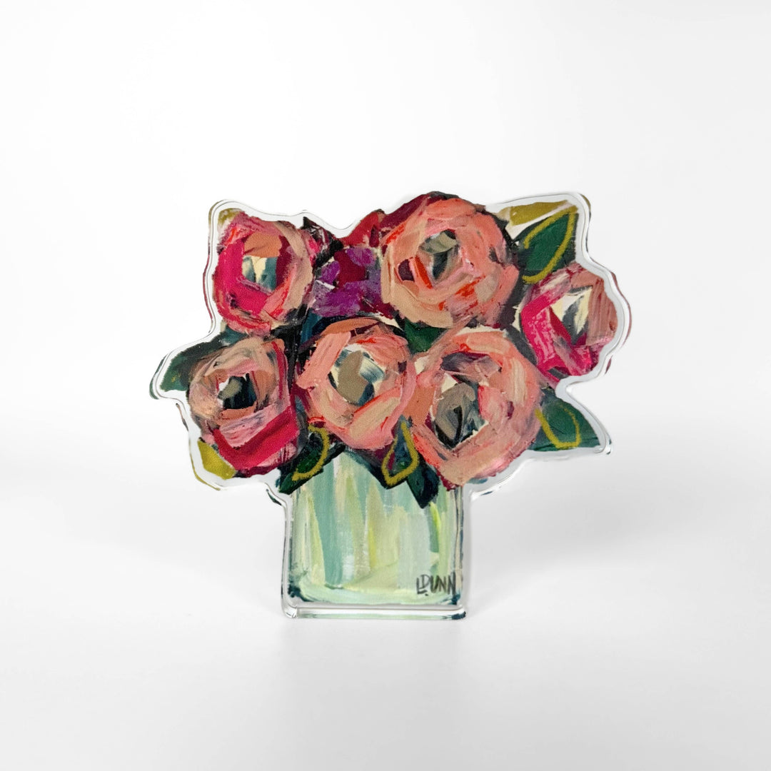 Lauren Dunn - Blush and Blue Acrylic Floral: Large