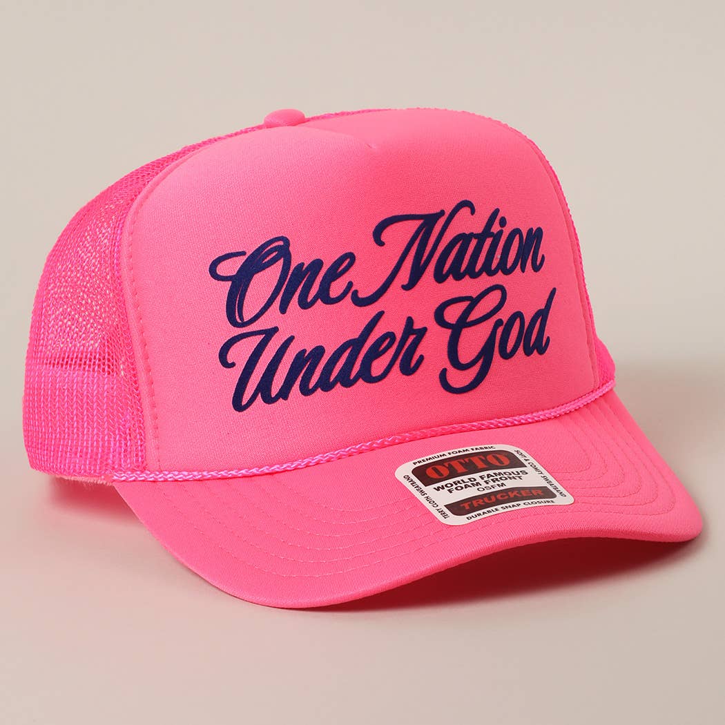 Fashion City - One Nation Under God Mesh Back Foam Trucker Hat: KELLY GREEN / One Size