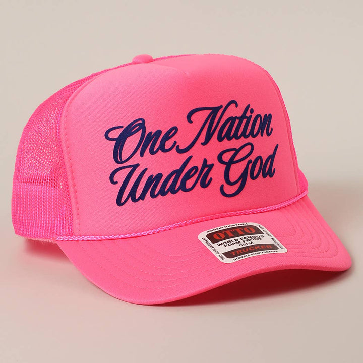 Fashion City - One Nation Under God Mesh Back Foam Trucker Hat: KELLY GREEN / One Size