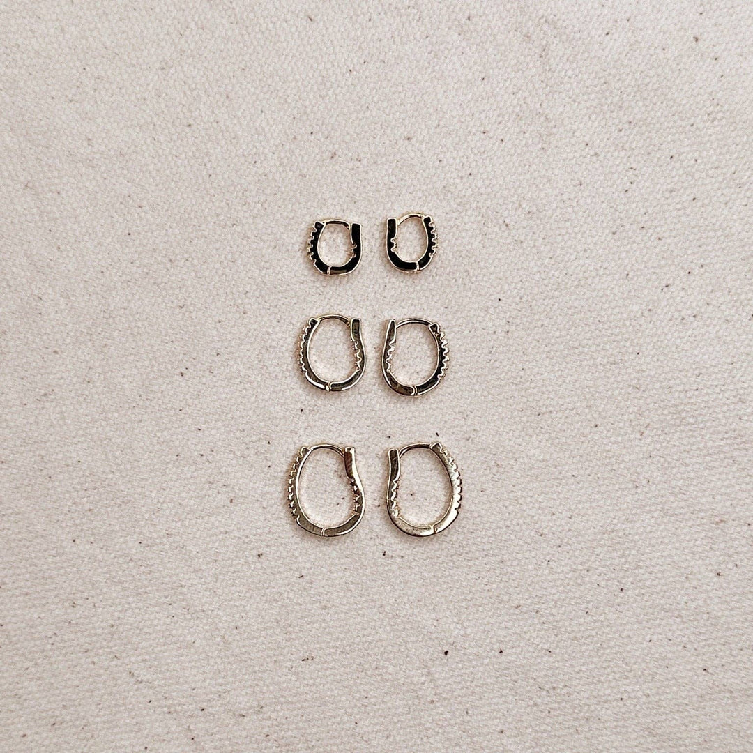 GoldFi - U Shape In & Out CZ Clicker Hoop Earrings: 9mm