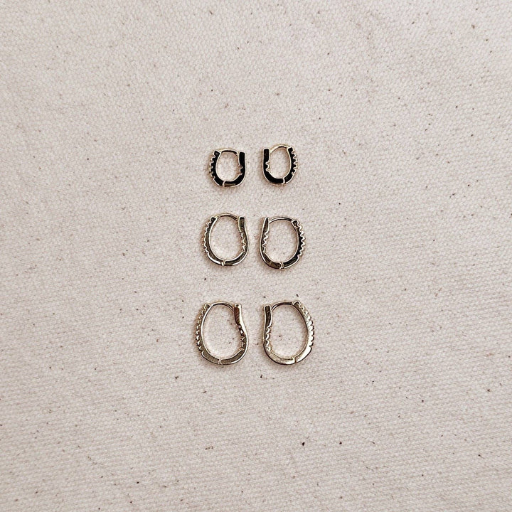 GoldFi - U Shape In & Out CZ Clicker Hoop Earrings: 9mm