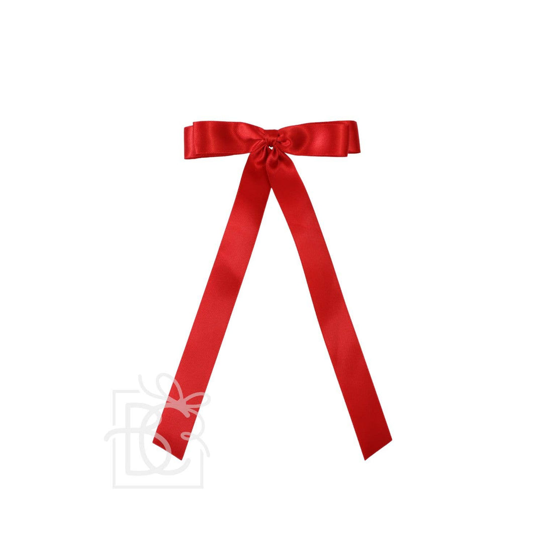 Beyond Creations, LLC - 7/8" SATIN LAYERED TAIL BOW ON ALLIGATOR CLIP: Powder Pink