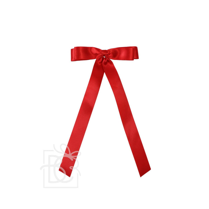 Beyond Creations, LLC - 7/8" SATIN LAYERED TAIL BOW ON ALLIGATOR CLIP: Powder Pink