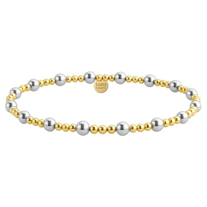bara boheme - Angelina | Gold Filled Beaded Bracelet: 2Tone SS / STRETCHY 6.5