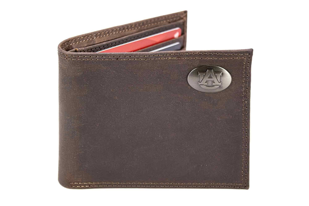 Zep-Pro - Auburn Tigers Men's Collegiate Bifold Leather Wallet.: Crazyhorse Brown