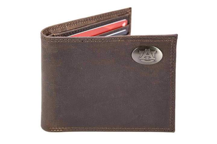 Zep-Pro - Auburn Tigers Men's Collegiate Bifold Leather Wallet.: Crazyhorse Brown