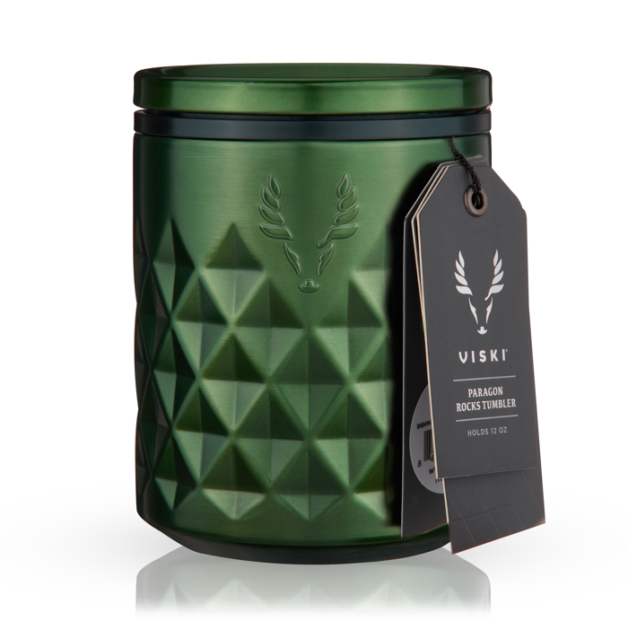 Viski - Paragon Ceramic Coated Rocks Tumbler w/ Lid - Satin Green
