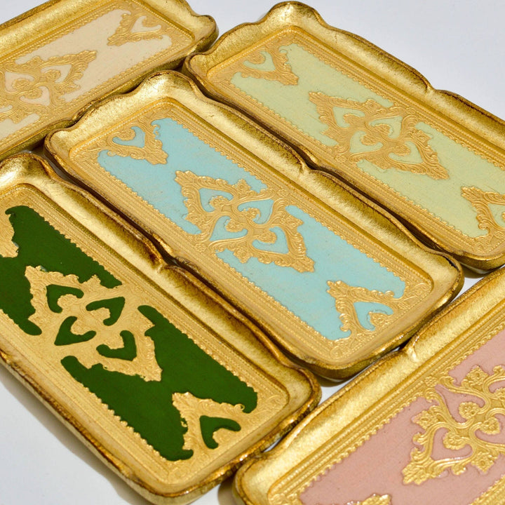 Florentine Carved Gilded Wood Narrow Tray, Made in Italy: Cappuccino