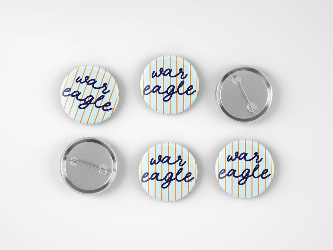 Cute As A Button - Auburn War Eagle Striped Button