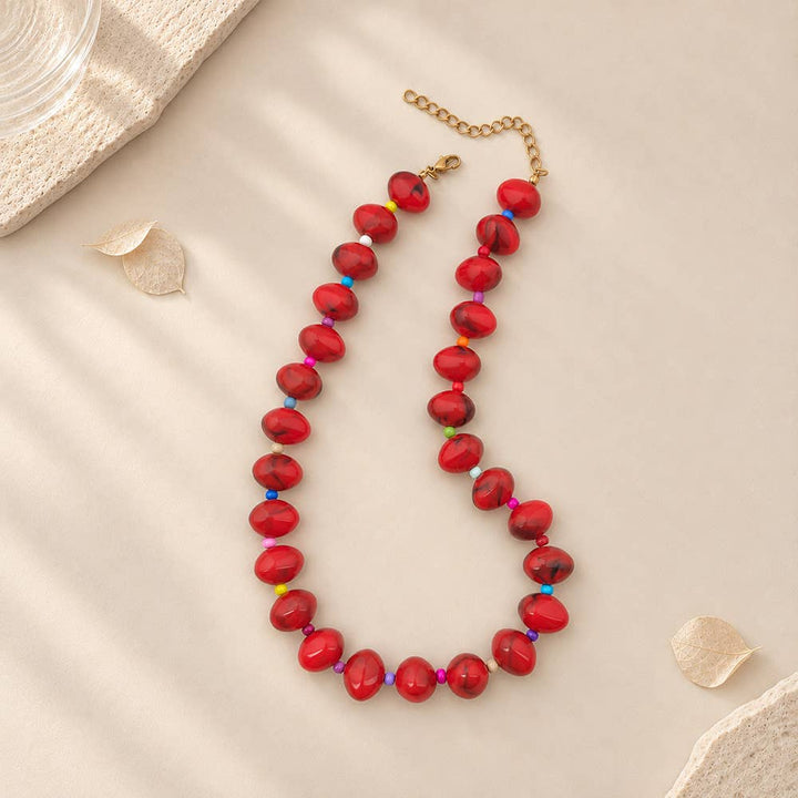 MKS America - Bohemian Beaded Choker Necklace For Women: Green / M