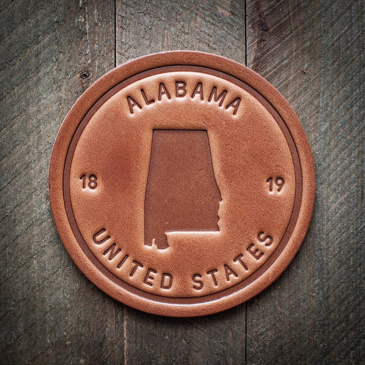 Sugarhouse Leather - Alabama State Silhouette Leather Coaster