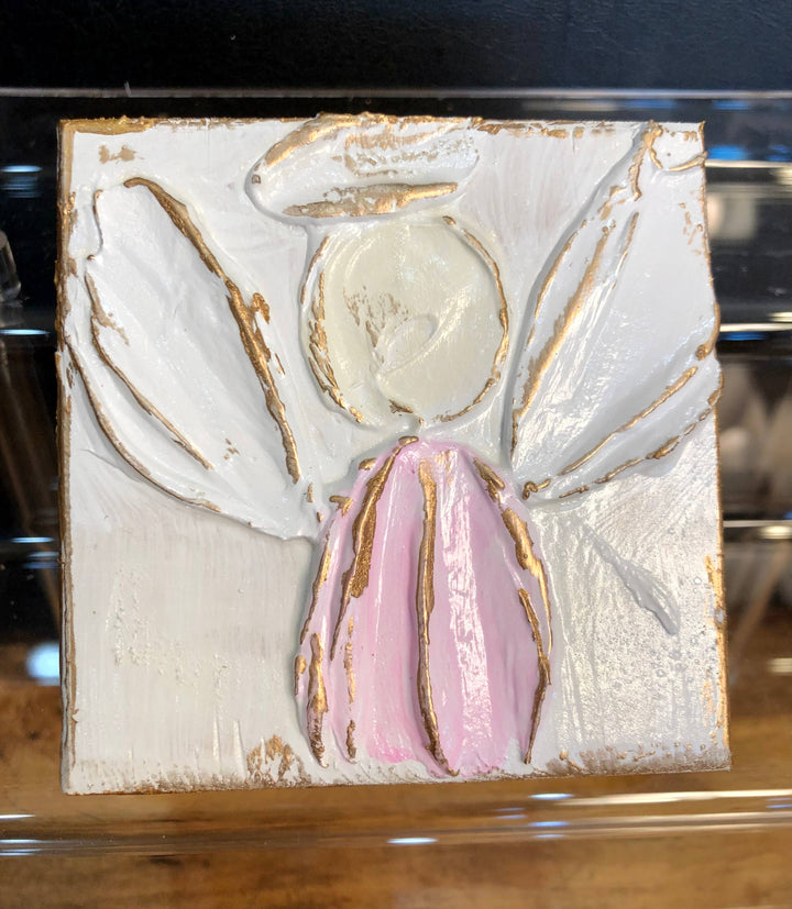 Coddiwomple - 3x3 Angel handmade painted baby nursery wedding Easter: Pastel pink