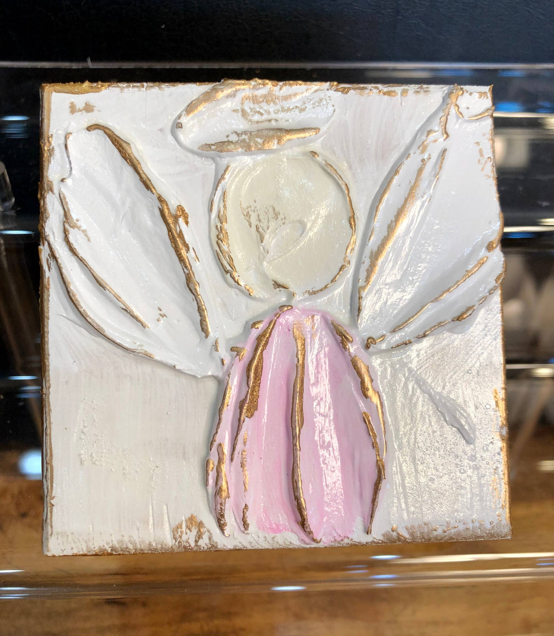 Coddiwomple - 3x3 Angel handmade painted baby nursery wedding Easter: Ivory