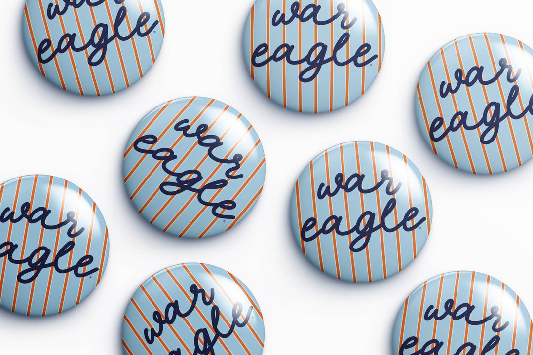 Cute As A Button - Auburn War Eagle Striped Button
